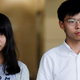 Agnes Chow and Joshua Wong after being released on bail following their arrests on August 30, 2019.